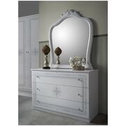 Dormitor Luisa, Alb, Pat 160x200 cm, Dulap cu 4 usi, Comoda, 2 Noptiere