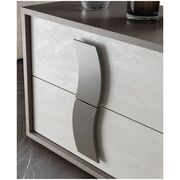 Dormitor Twin, alb/gri, pat 160x200 cm, dulap cu 2 usi culisante, 2 noptiere, comoda