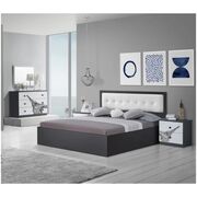 Dormitor Eiffel, alb/negru, pat 160x200, comoda, dulap, noptiere