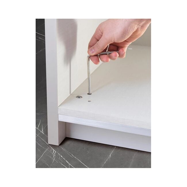 Dormitor Twin, alb/gri, pat 160x200 cm, dulap cu 2 usi culisante, 2 noptiere, comoda